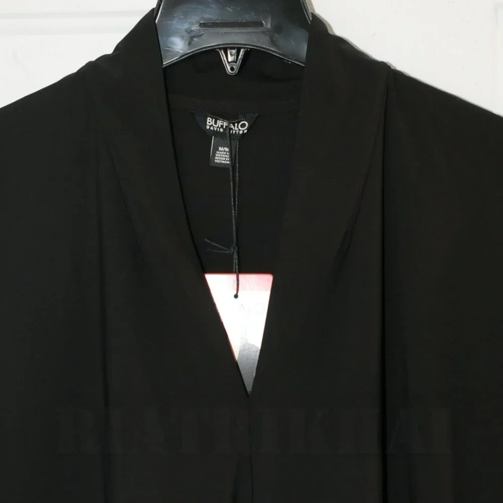 \\- Buffalo Ladies' V-Neck Short Sleeve Blouse  Colors: Black - Picture 6 of 9